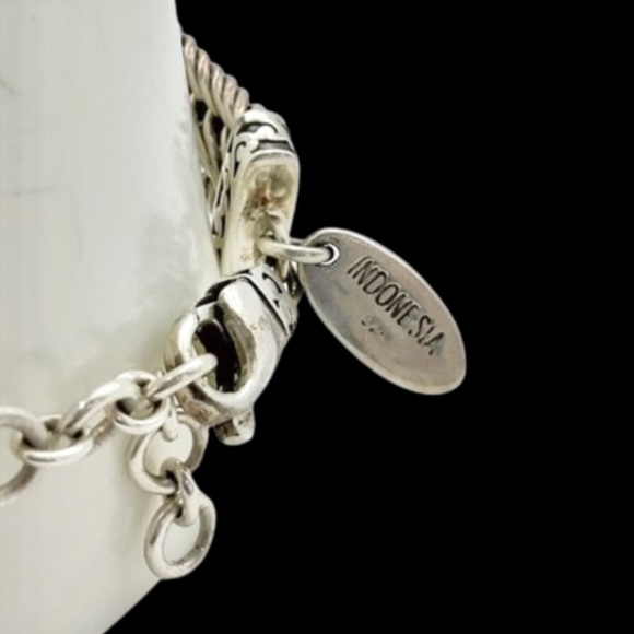 LOIS HILL Sterling Silver Woven Bracelet w Cut Out Stations & Lobster Claw Clasp - Picture 6 of 9